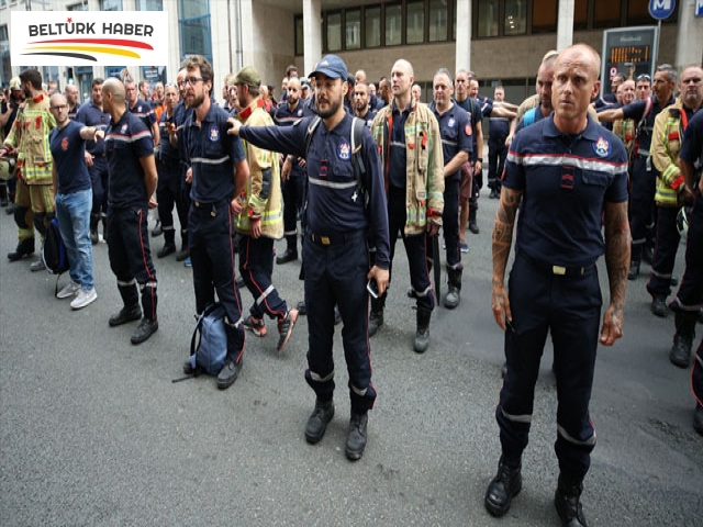 Belçika'da itfaiyeciler greve gitti