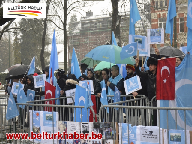 Uygur Türkleri Brüksel'de Çin'i protesto etti