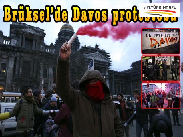 Brüksel’de Davos protestosu