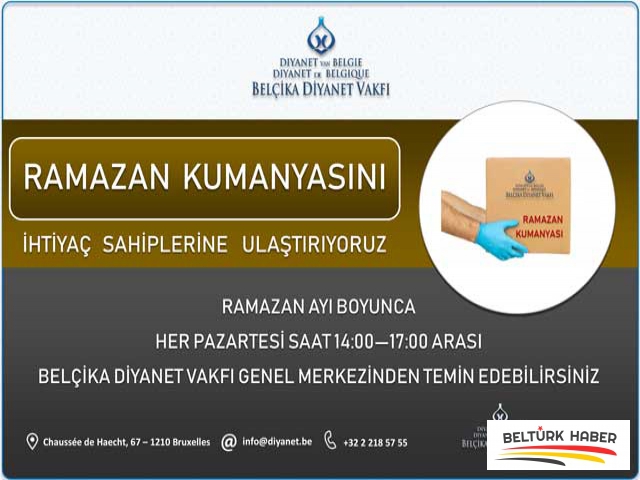 Belçika Diyanet Vakfı,her Pazartesi günü 100 adet Ramazan Kumanyası dağıtacak