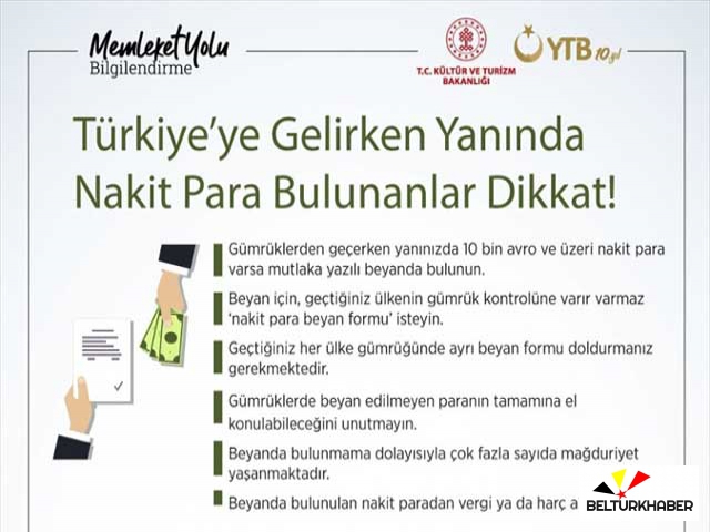 YTB'den yurt dışından gelecek vatandaşlara "nakit para" uyarısı