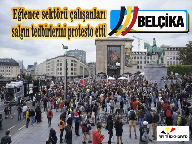 Brüksel'de eğlence sektörü çalışanları salgın tedbirlerini protesto etti