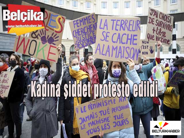 Belçika'da kadına şiddet protesto edildi