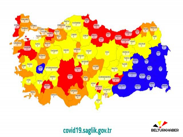 Türkiye'nin Kovid-19 risk değerlendirme haritası