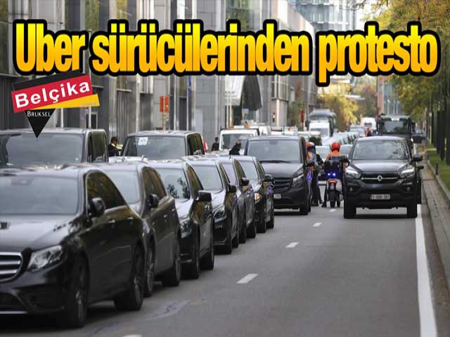 Brüksel'deki Uber sürücülerinden protesto