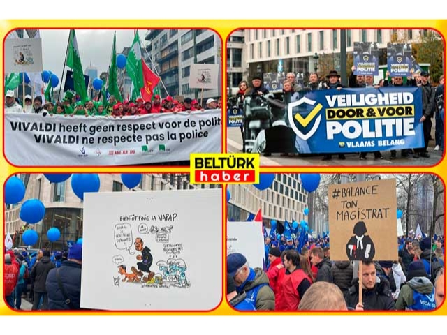 Belçika'da polislerden şiddet karşıtı gösteri