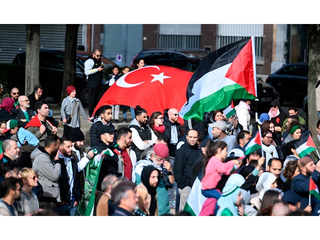 Liege'de Filistin'e destek gösterisi yapıldı
