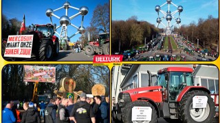 Brüksel'de çiftçilerden traktörlü MERCOSUR protestosu